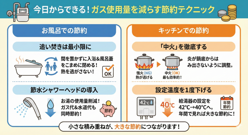 今日からできる!ガス使用量を減らす節約テクニック
