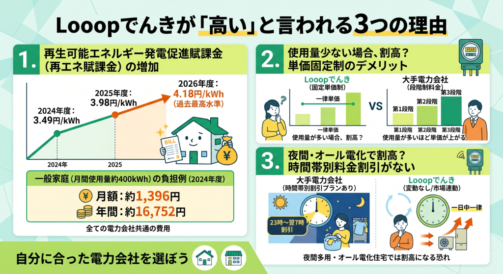 Looopでんきが「高い」と言われる3つの理由