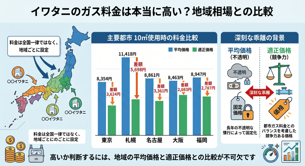 イワタニのガス料金は本当に高い?地域相場との比較