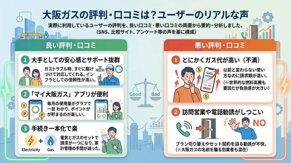 大阪ガスの評判・口コミは？ユーザーのリアルな声