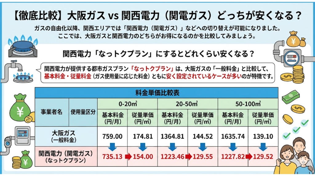 【徹底比較】大阪ガス vs 関西電力（関電ガス）どっちが安くなる？