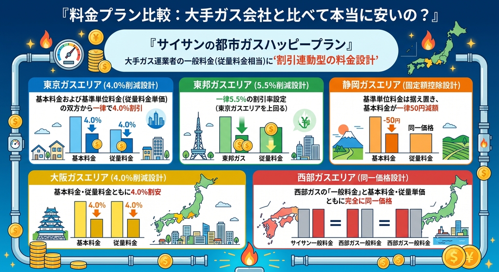 料金プラン比較:大手ガス会社と比べて本当に安いの?