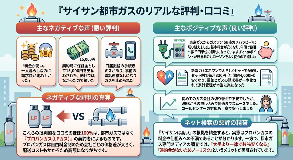 サイサン都市ガスのリアルな評判・口コミ