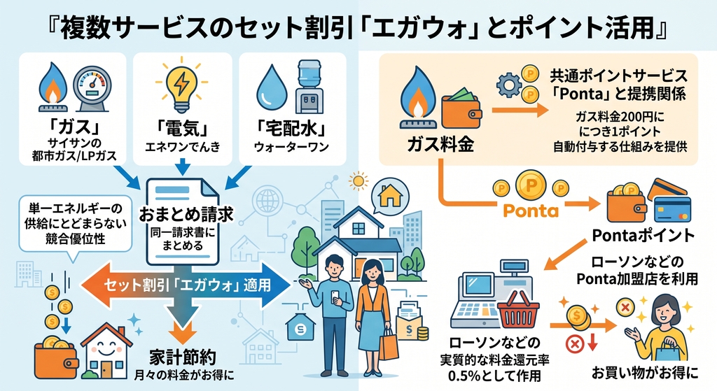 複数サービスのセット割引「エガウォ」とポイント活用