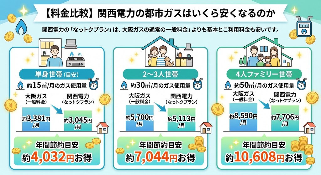 【料金比較】関西電力の都市ガスはいくら安くなるのか