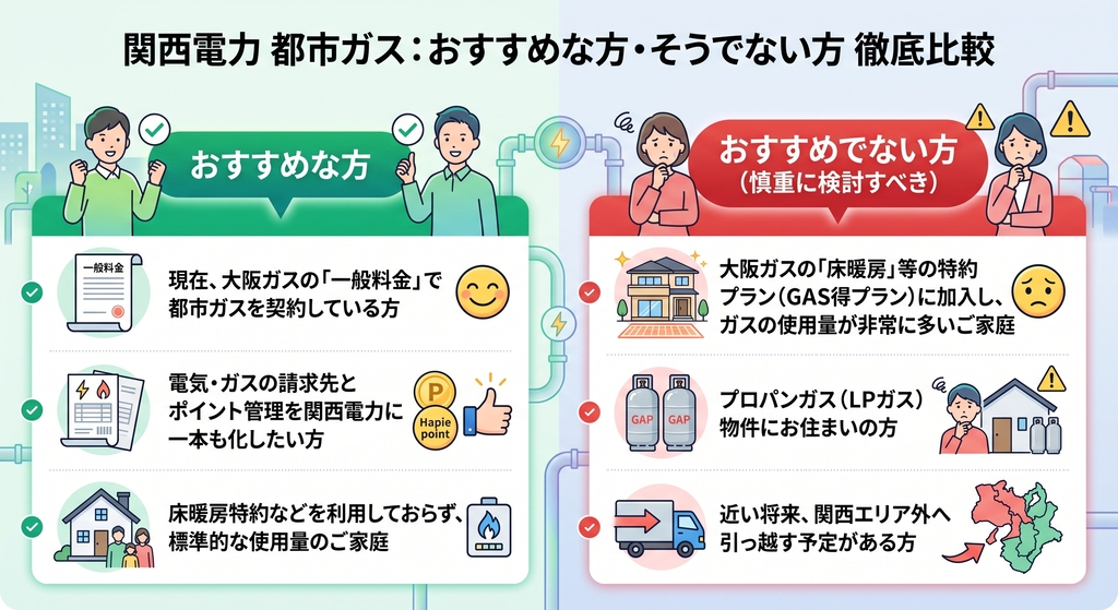 関西電力の都市ガスがおすすめな方・そうでない方