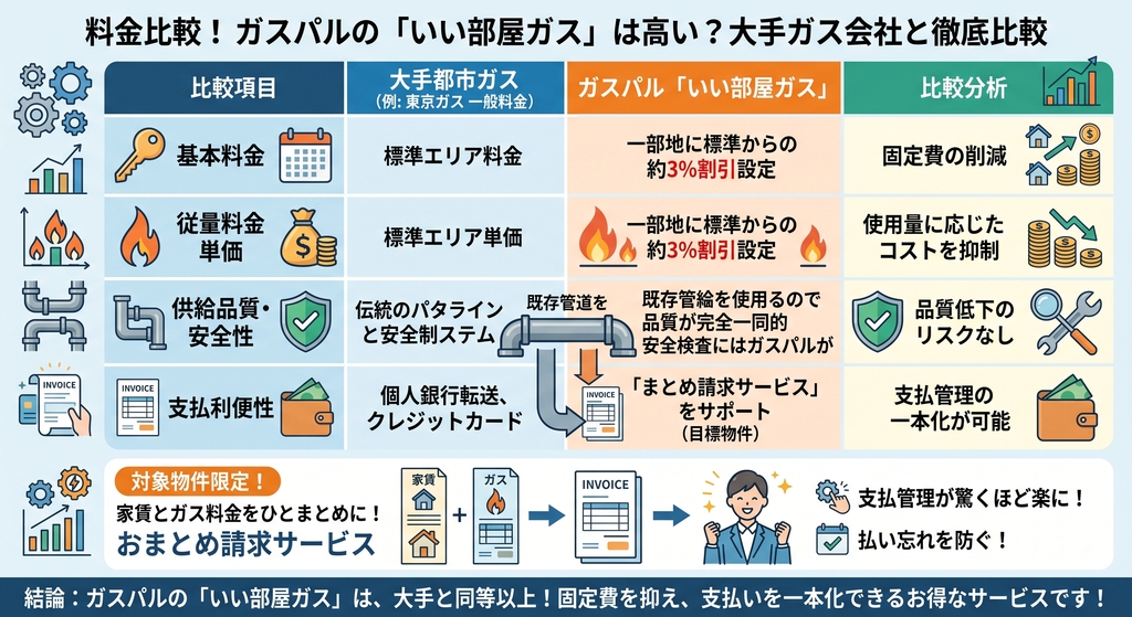 ガスパルの都市ガス料金は高い？大手・他社サービスとの料金比較