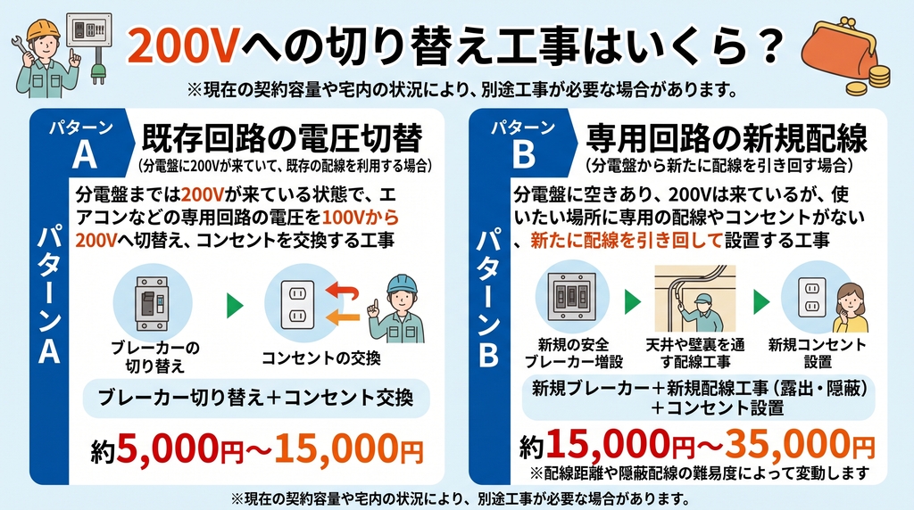 200Vへの切り替え工事はいくら？｜住宅条件と費用相場